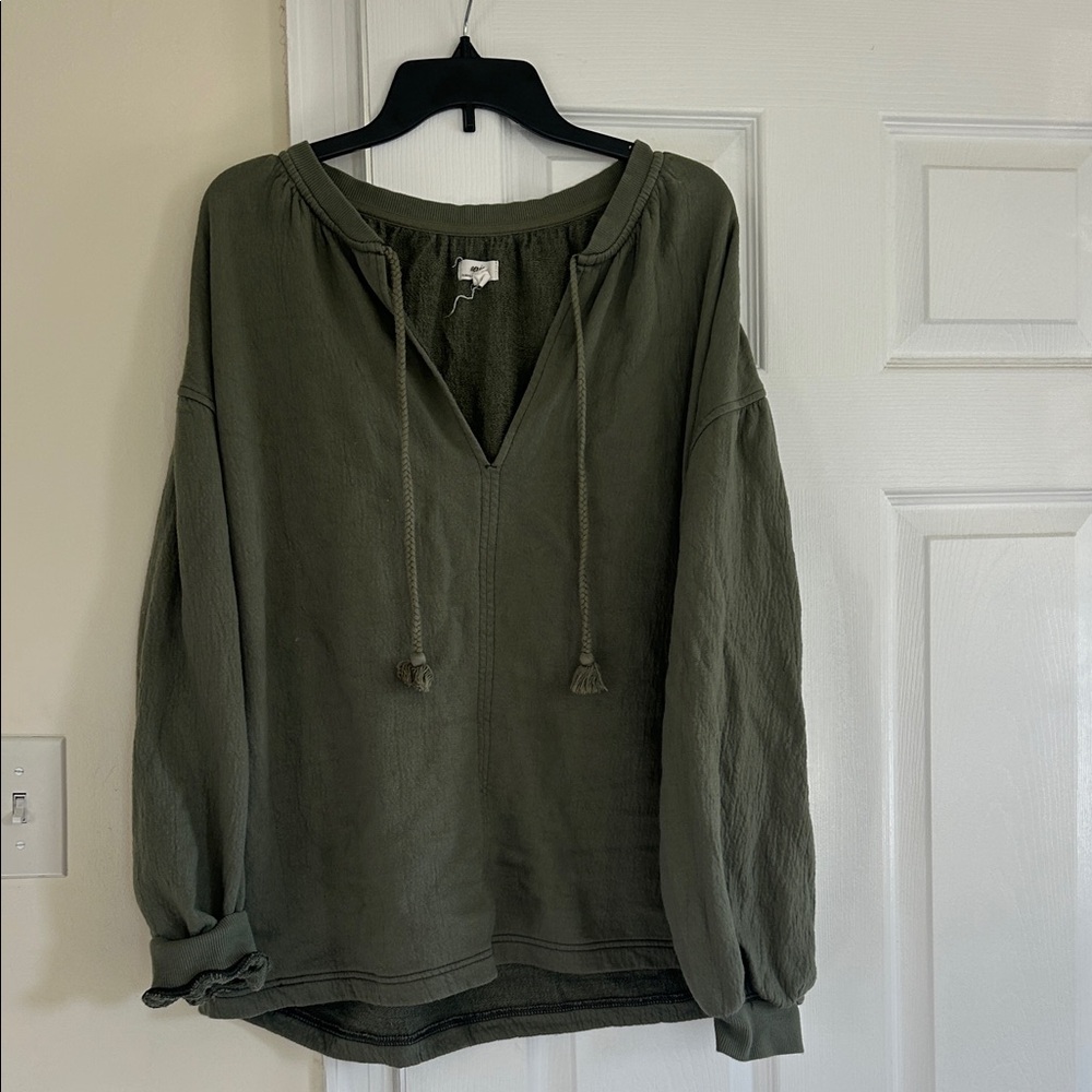 aerie Olive Green Terry Pullover